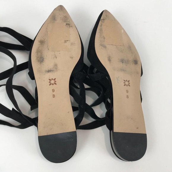 BCBG Suede ankle strap/tie flats Sz 9 womens - Picture 6 of 7